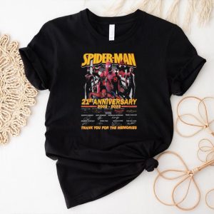 Awesome spider man 21st anniversary 2002 2023 thank you for the memories signatures shirt1