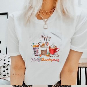 Cream Coffee Happy Hallothanksmas 2023 shirt