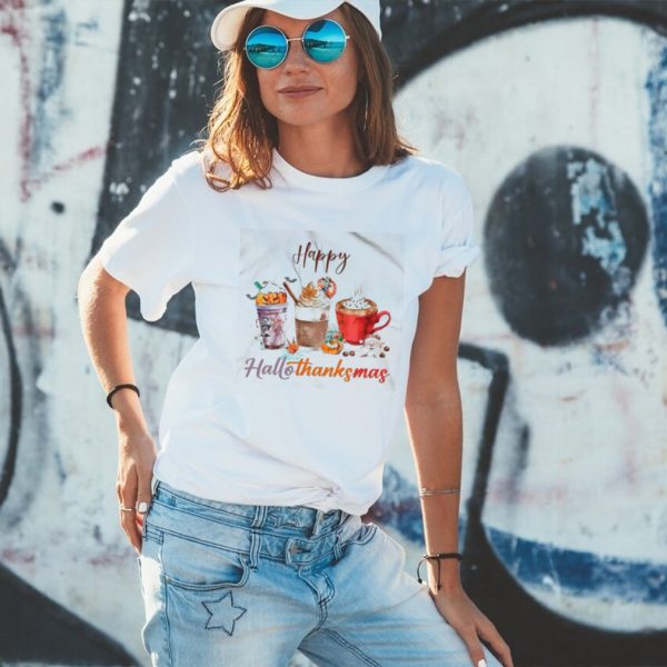 Cream Coffee Happy Hallothanksmas 2023 shirt