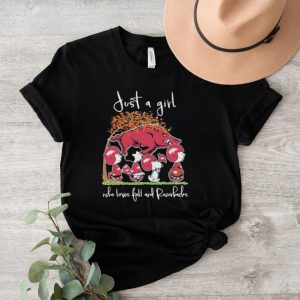 Official The Peanuts Just a girl who loves fall and Razorbacks Shirt