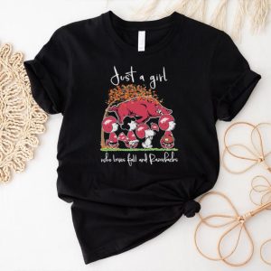 Official The Peanuts Just a girl who loves fall and Razorbacks Shirt