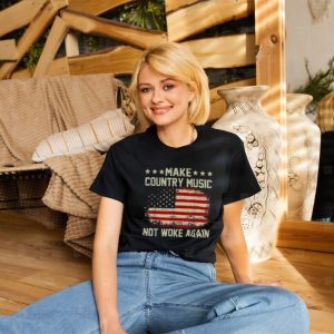 Official Vintage Make Country Music Not Woke Again American Flag T Shirt