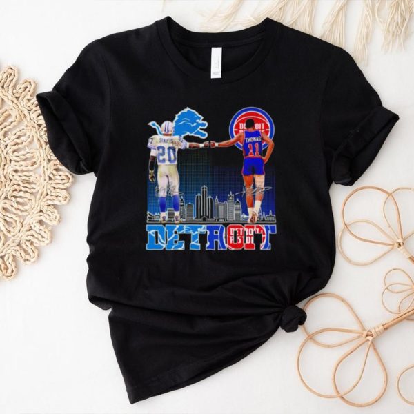 Detroit Barry Sanders and Isiah Lord Thomas III signatures shirt