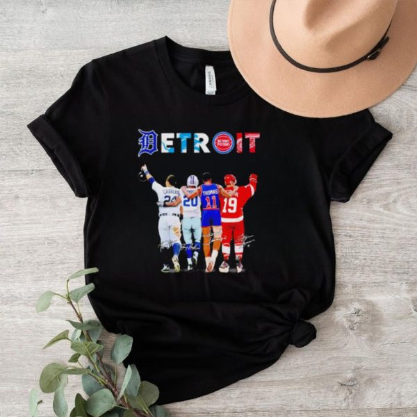 Detroit sports teams best players signatures shirt