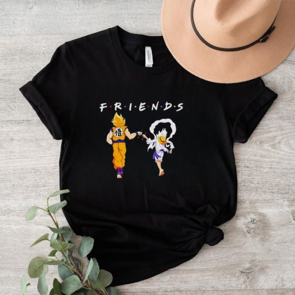 Goku Super Saiyan and Luffy Gear 5 Friends Tv show shirt