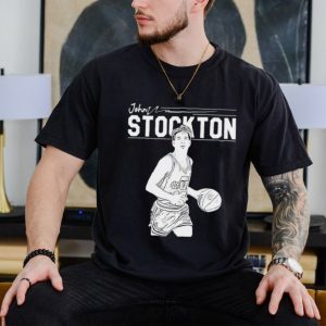 John Stockton Utah Jazz basketball player action pose outline shirt