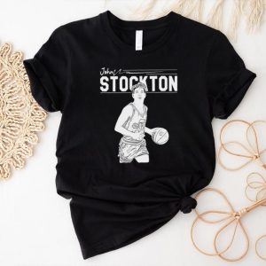 John Stockton Utah Jazz basketball player action pose outline shirt
