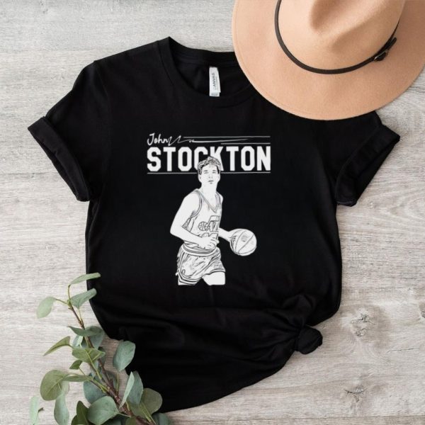 John Stockton Utah Jazz basketball player action pose outline shirt