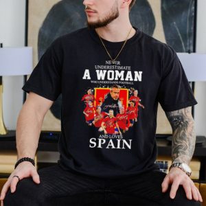 Never underestimate a woman who understands football and loves Spain shirt