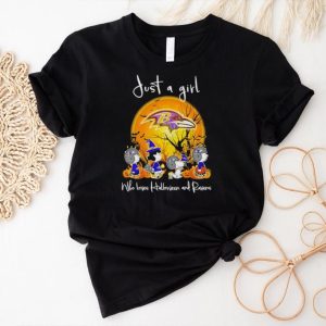 Peanuts just a girl who loves Halloween and Ravens shirt