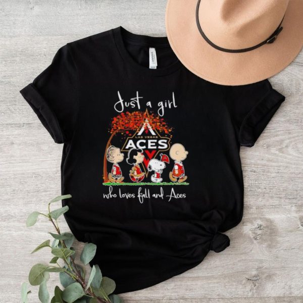 Peanuts just a girl who loves fall and Las Vegas Aces shirt