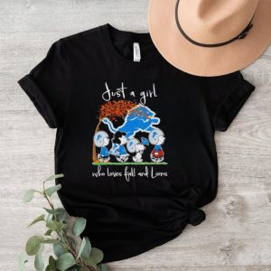 Peanuts just a girl who loves fall and Lions shirt