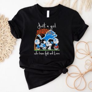 Peanuts just a girl who loves fall and Lions shirt