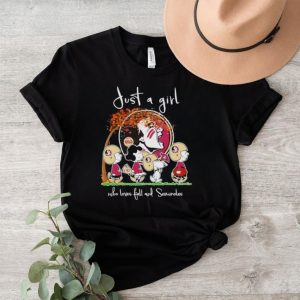 Peanuts just a girl who loves fall and Seminoles shirt