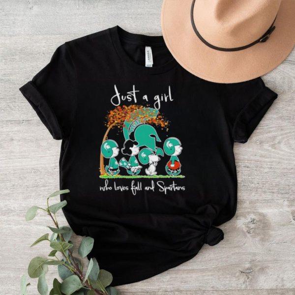 Peanuts just a girl who loves fall and Spartans shirt