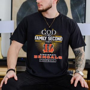 Rhinestone God first family second then Cincinnati Bengals football shirt