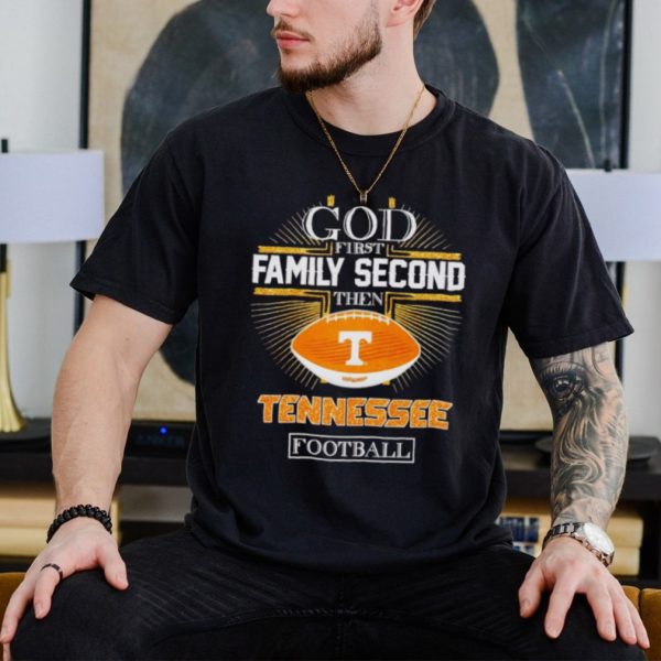 Rhinestone God first family second then Tennessee football shirt