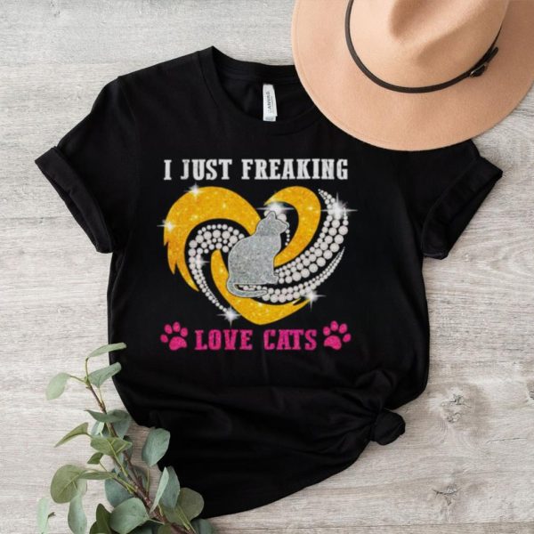 Rhinestone I just freaking love cats shirt