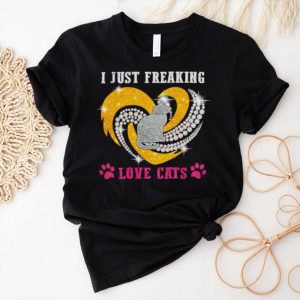 Rhinestone I just freaking love cats shirt