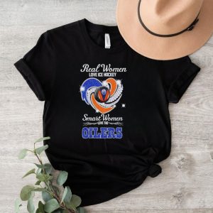 Rhinestone real women love ice hockey smart women love the Oilers shirt