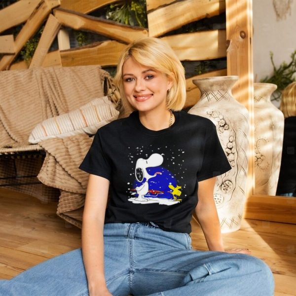 Snoopy and Woodstock licking the snow shirt