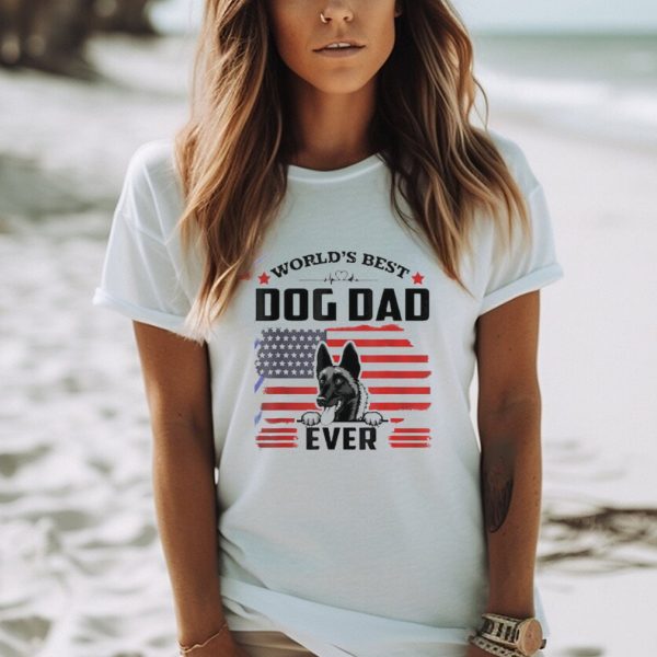 World’s Best Dog Dad Ever USA Flag Shirt