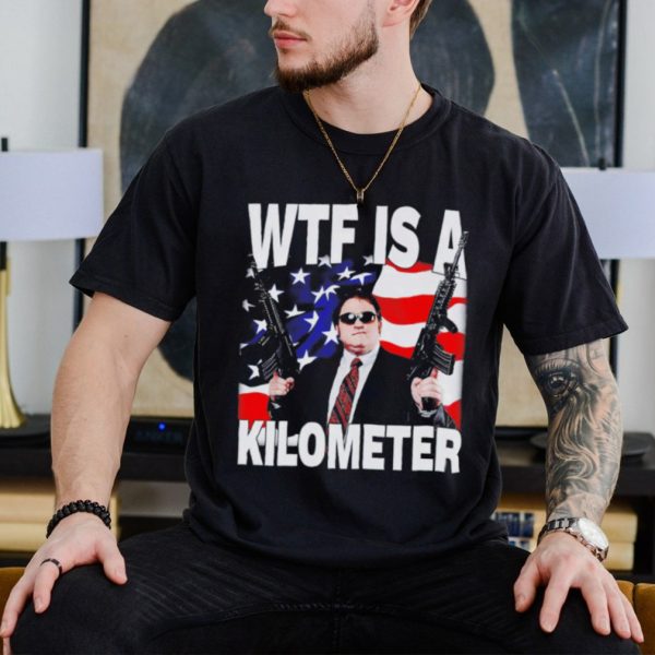 Wtf is a kilometer USA flag shirt