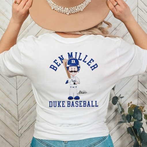 Duke Blue Devil baseball Ben Miller cartoon signature shirt