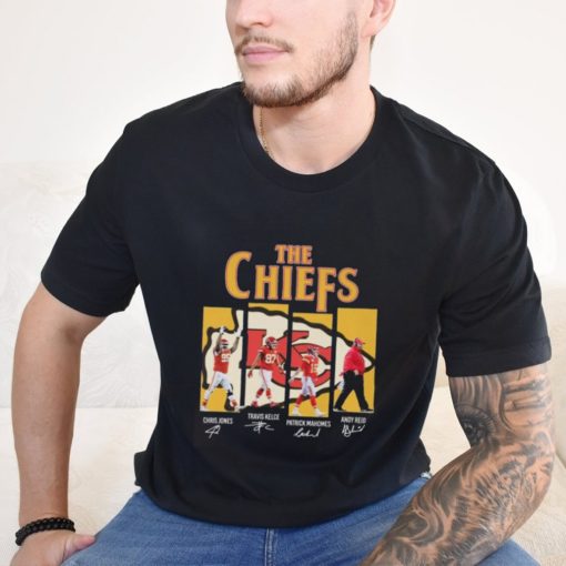 Kansas City Chiefs Chris Jones Travis Kelce Patrick Mahomes Andy Reid Signatures Shirt