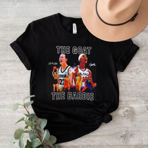 Caitlin Clark Caitlin Clark Angel Reese the Goat and the Barbie signatures shirt