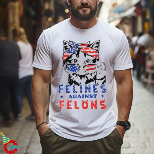 Cat Felines Against Felons America flag shirt