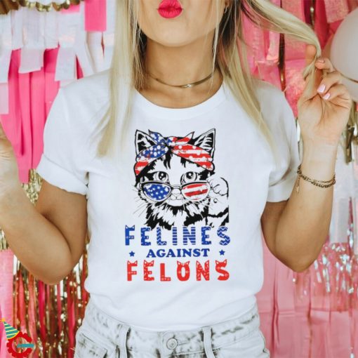 Cat Felines Against Felons America flag shirt