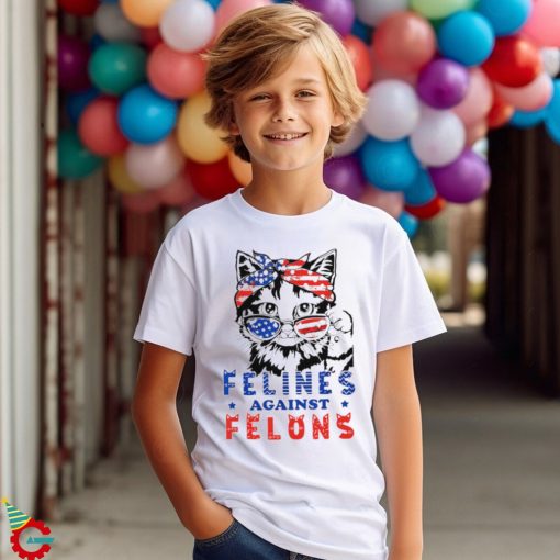 Cat Felines Against Felons America flag shirt