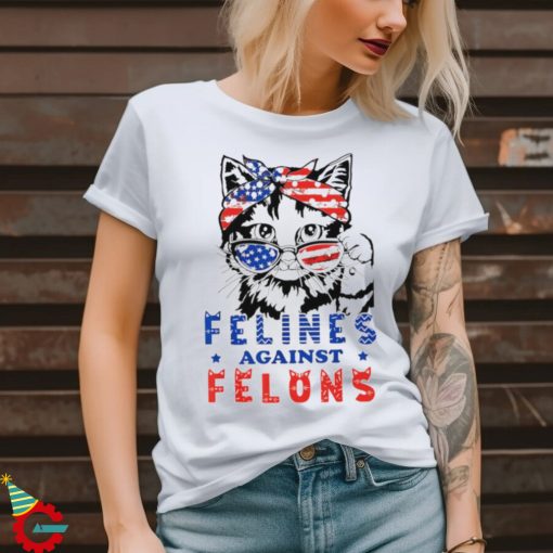 Cat Felines Against Felons America flag shirt