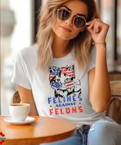 Cat Felines Against Felons America flag shirt