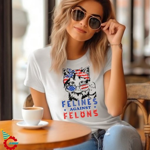 Cat Felines Against Felons America flag shirt