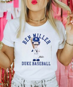 Duke Blue Devil baseball Ben Miller cartoon signature shirt