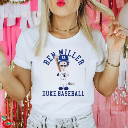 Duke Blue Devil baseball Ben Miller cartoon signature shirt