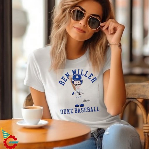 Duke Blue Devil baseball Ben Miller cartoon signature shirt