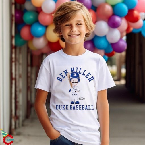 Duke Blue Devil baseball Ben Miller cartoon signature shirt