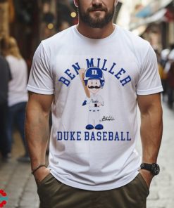 Duke Blue Devil baseball Ben Miller cartoon signature shirt