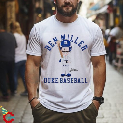 Duke Blue Devil baseball Ben Miller cartoon signature shirt