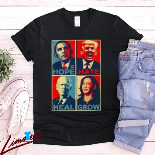 Kamala Harris 2024 Campaign Shirt, Hope Hate Heal Grow Design