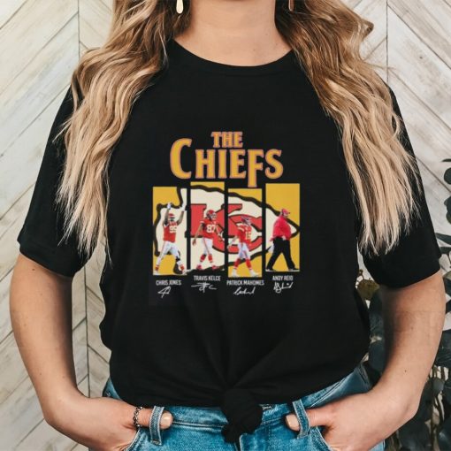 Kansas City Chiefs Chris Jones Travis Kelce Patrick Mahomes Andy Reid Signatures Shirt