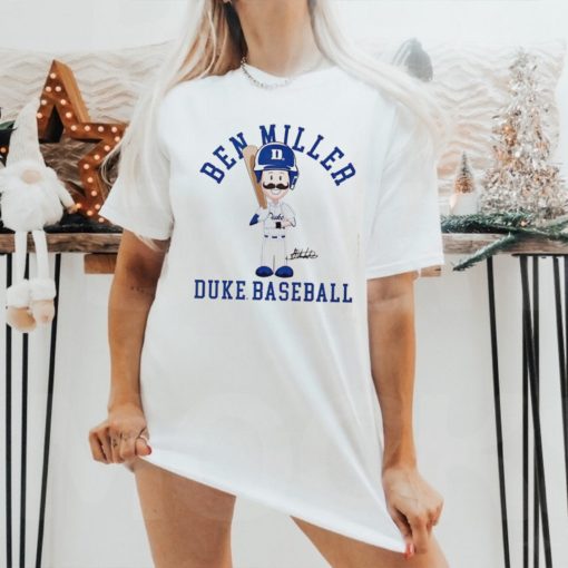 Duke Blue Devil baseball Ben Miller cartoon signature shirt