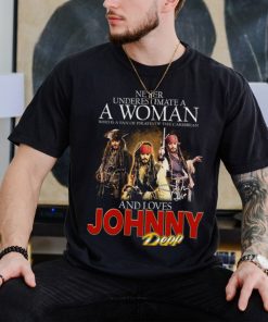 Never Underestimate A Woman Who Is A Fan Of Pirates Of The Caribbean And Loves Johnny Depp T Shirt