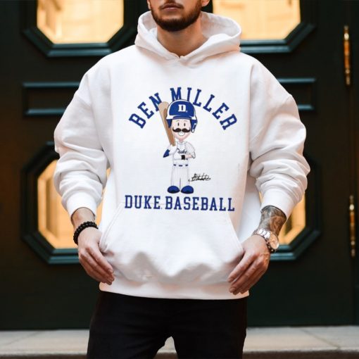 Duke Blue Devil baseball Ben Miller cartoon signature shirt