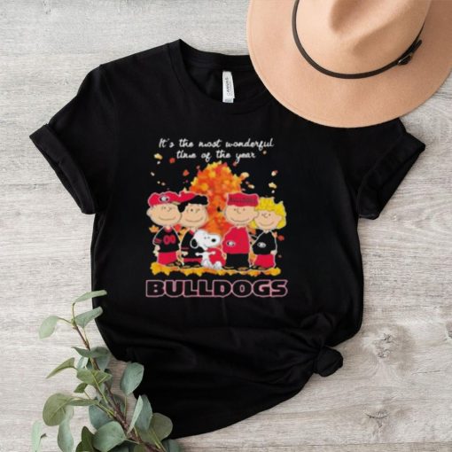 Official It’s The Most Wonderful Time Of The Year Peanuts Characters X Georgia Bulldogs T Shirt