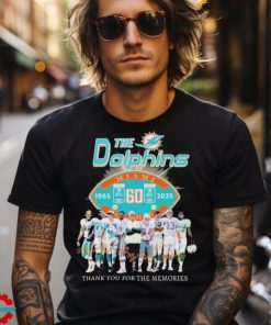 Official The Miami Dolphins Thank You For The Memories 60 Years 1965 2025 Signatures t shirt