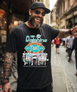 Official The Miami Dolphins Thank You For The Memories 60 Years 1965 2025 Signatures t shirt